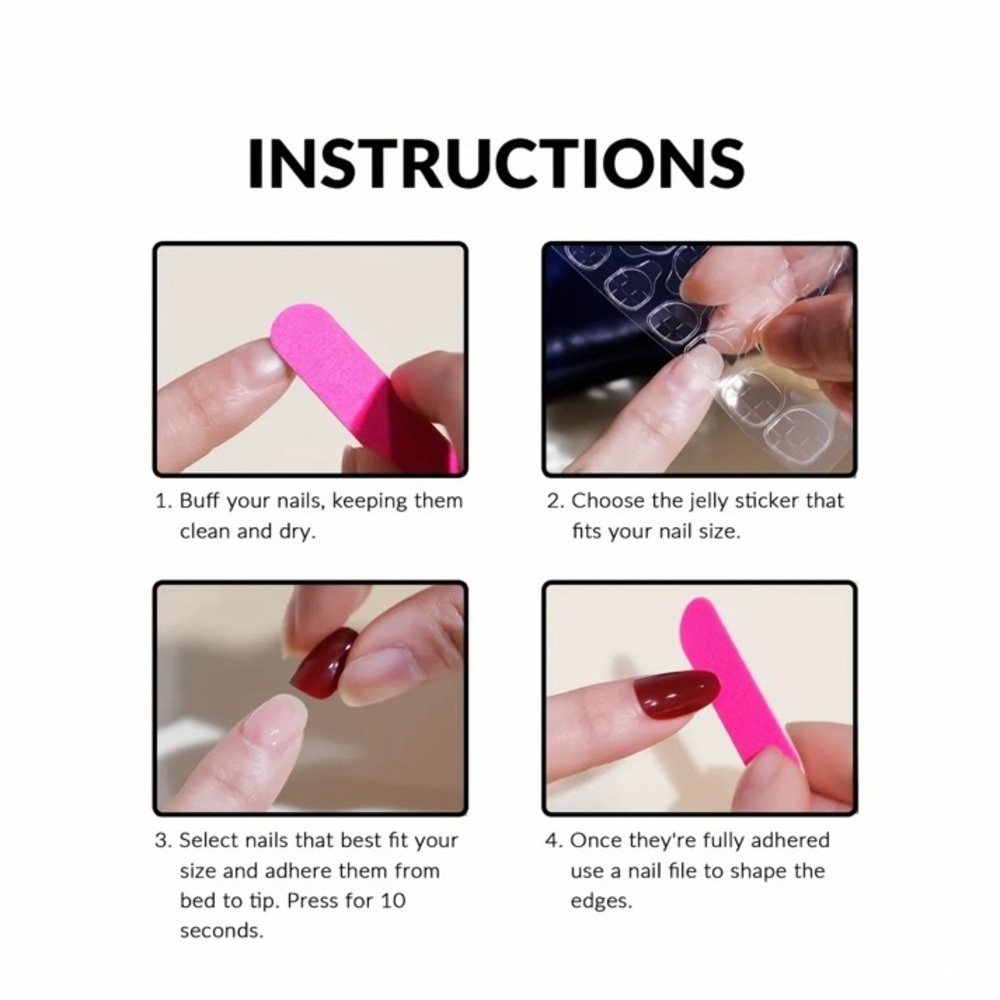 โค๏ธ 24pcs reusable short square press on nails with hearts ๐ - Picture 4 of 5